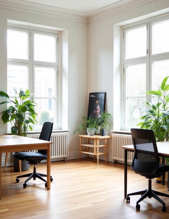 Team Fjeldview working in a minimalist Copenhagen office